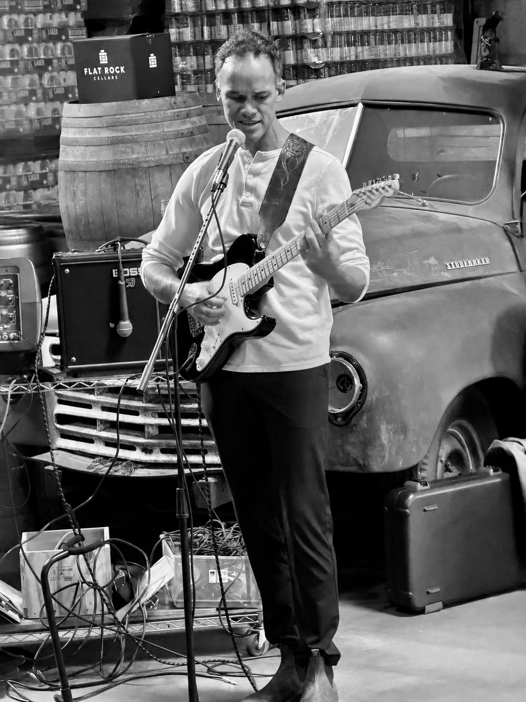 The Peaks guitarist performing