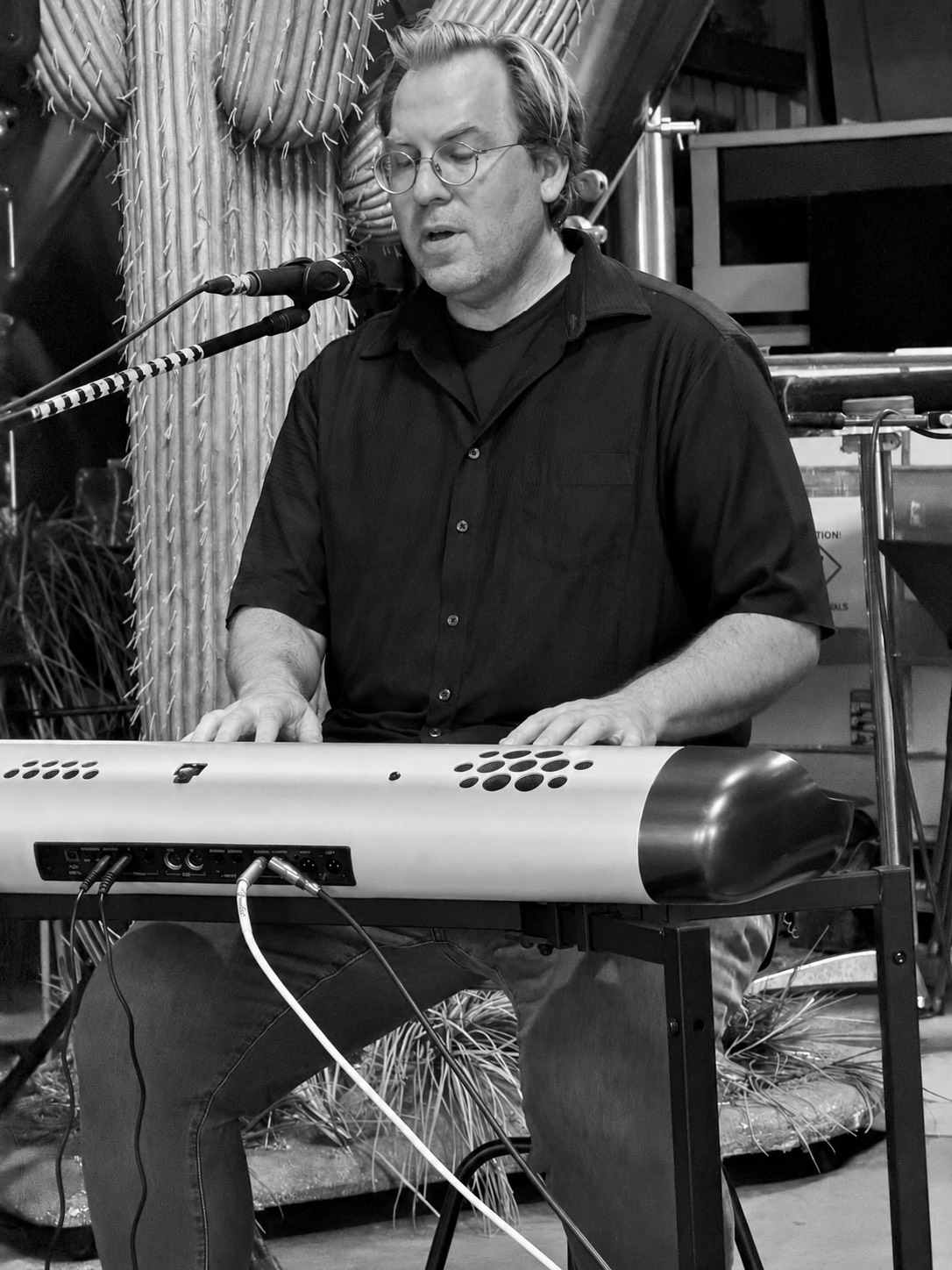 The Peaks keyboardist performing